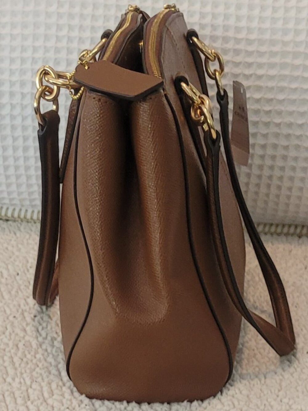 Coach Small Christie Carryall in Cross-Grain Leather Color is "Saddle 2" NWT - Picture 8 of 12